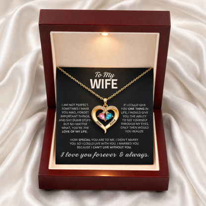 To My Wife – Birthstone Heart Necklace