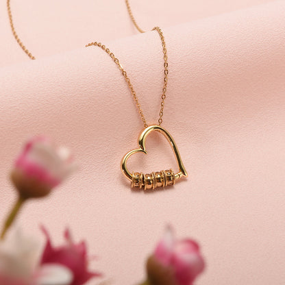 Heart of Our Family Necklace with Names Engraving & Forever Rose Box