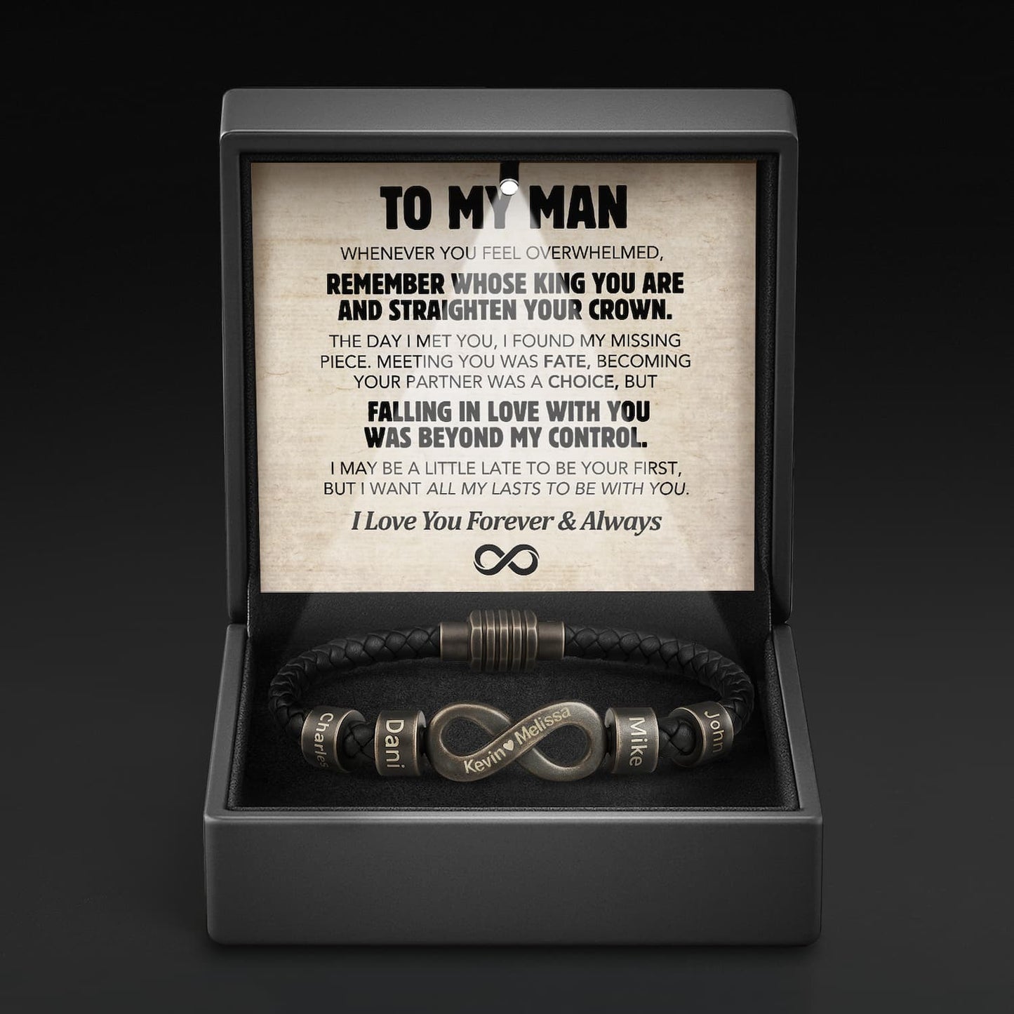 Infinity Name Bracelet - For the Man Who Holds Us Together