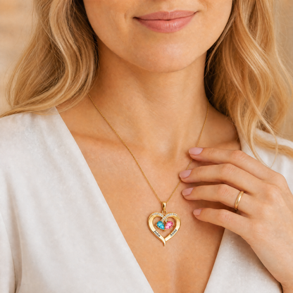 To My Wife – Birthstone Heart Necklace