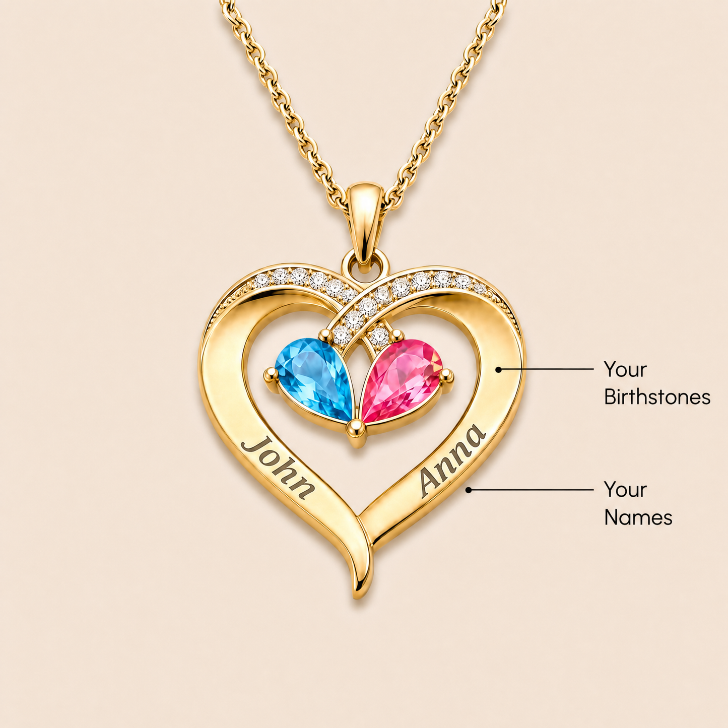Always Yours – Birthstone Heart Necklace