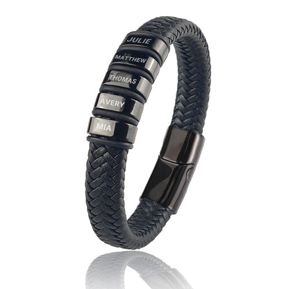 Family Forever - Personalized Leather Style Bracelet Set